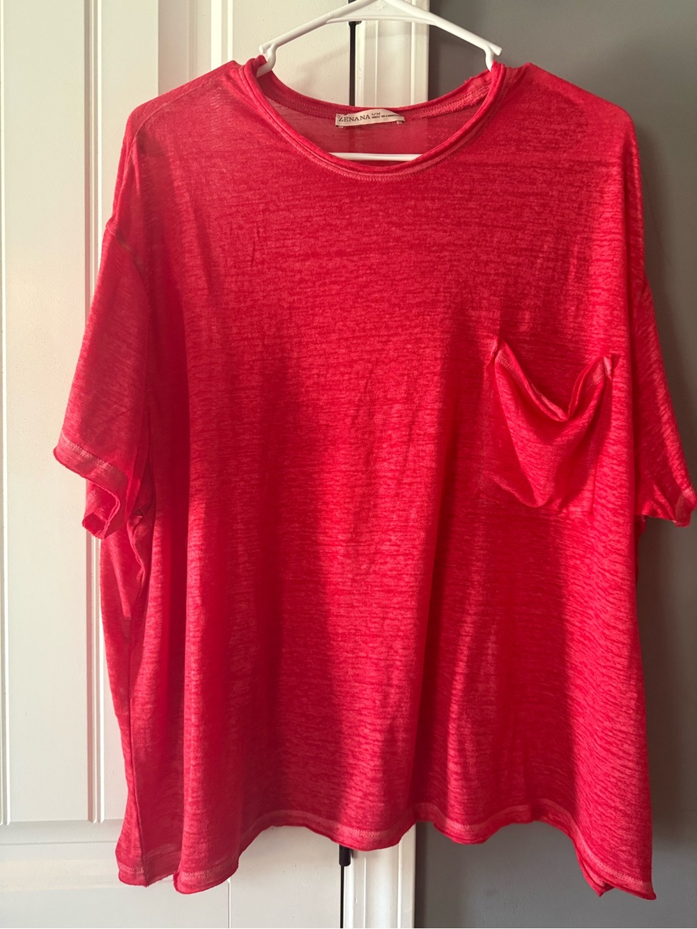Zenana Outfitters Bright Red Short Sleeve Pocket Tee - Kids
